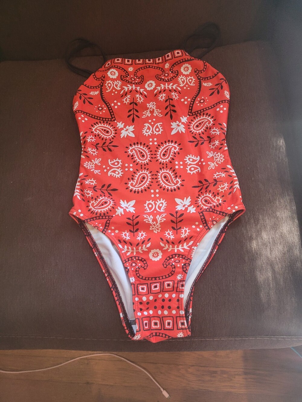 New Little Girls Sporti Brand Size 28 Red One Piece Paisley Bandana Print